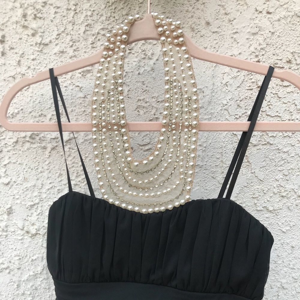 Black Long Gown with Pearls - Picture 3 of 7